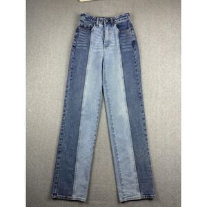 PacSun 90s Boyfriend Jeans Womens 24 High Rise Straight Leg Colorblock Denim